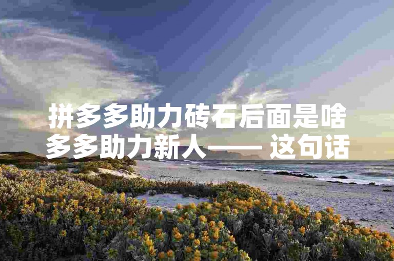 拼多多助力砖石后面是啥多多助力新人—— 这句话的后面部分是多多助力新人。