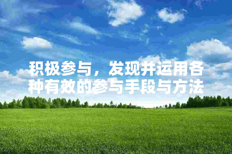 积极参与，发现并运用各种有效的参与手段与方法。