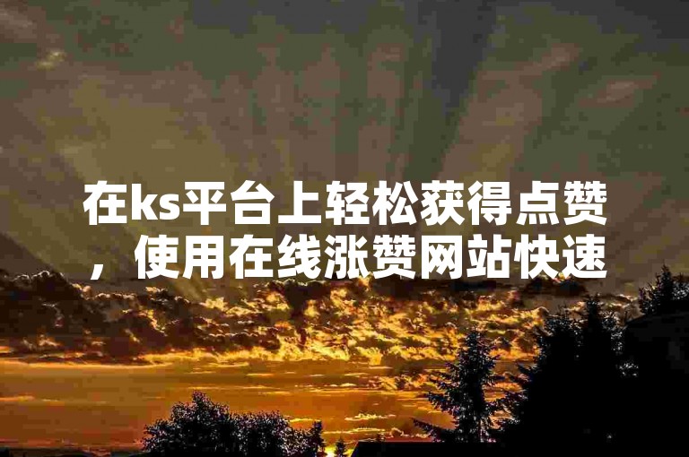 在ks平台上轻松获得点赞，使用在线涨赞网站快速提升你的人气。
