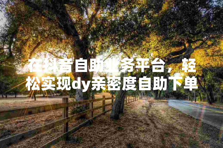 在抖音自助业务平台，轻松实现dy亲密度自助下单，畅享高效便捷的网站服务。