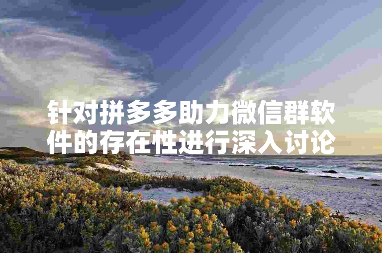 针对拼多多助力微信群软件的存在性进行深入讨论。