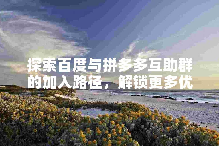 探索百度与拼多多互助群的加入路径，解锁更多优惠与共享福利。