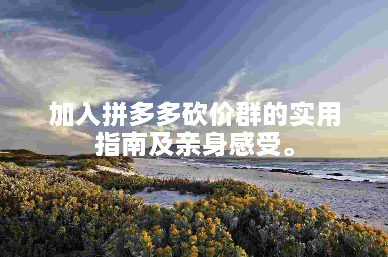 加入拼多多砍价群的实用指南及亲身感受。