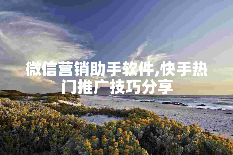 微信营销助手软件,快手热门推广技巧分享