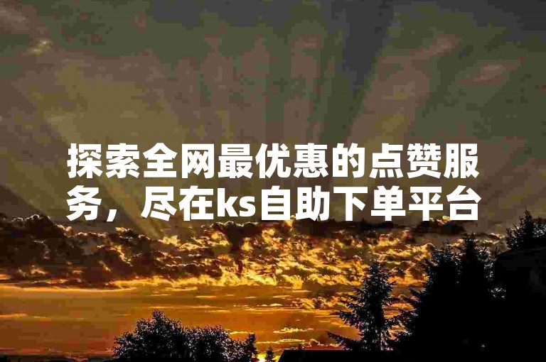 探索全网最优惠的点赞服务，尽在ks自助下单平台。