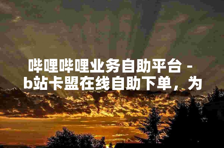 哔哩哔哩业务自助平台 - b站卡盟在线自助下单，为您提供便捷的服务体验。