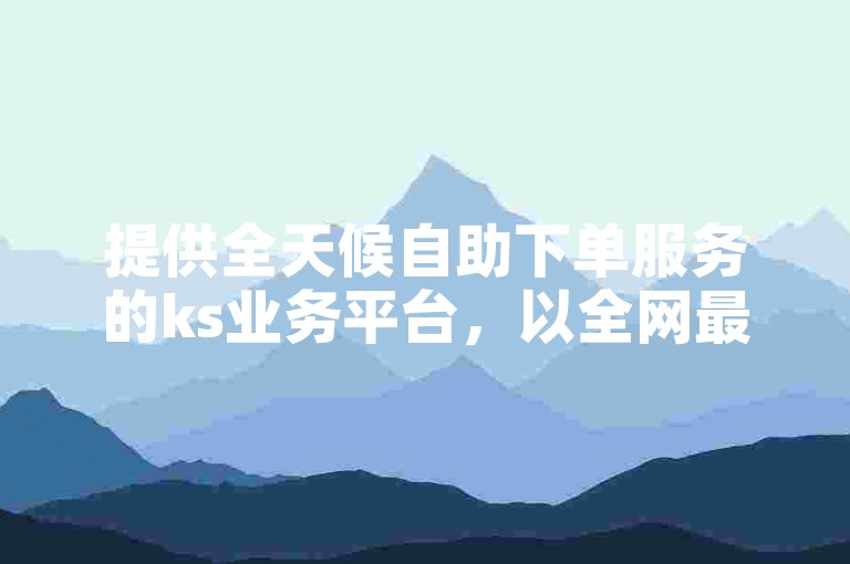 提供全天候自助下单服务的ks业务平台，以全网最低价格助力业务增长。