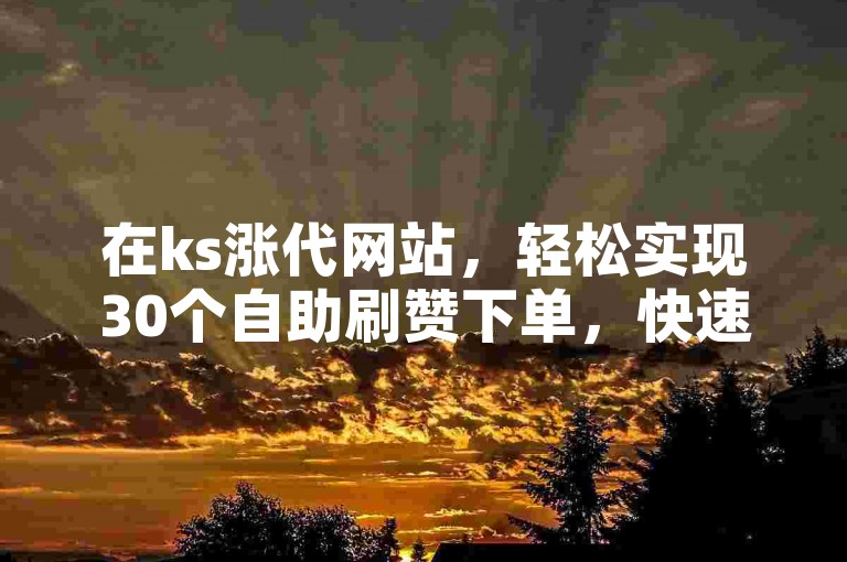 在ks涨代网站，轻松实现30个自助刷赞下单，快速提升你的社交影响力。