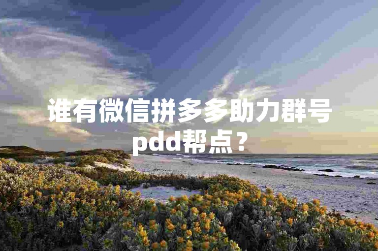 谁有微信拼多多助力群号pdd帮点？