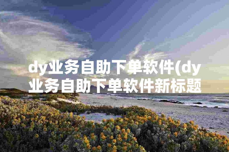 dy业务自助下单软件(dy业务自助下单软件新标题：dy业务自助下单工具)