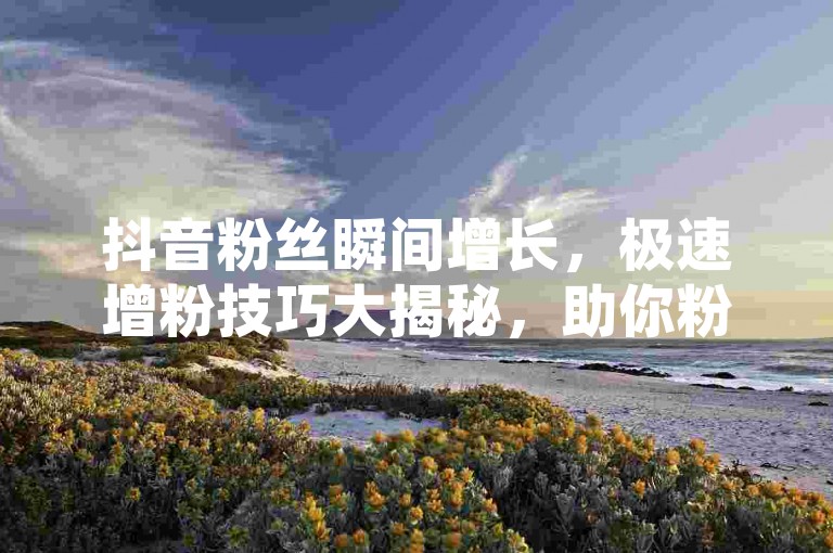 抖音粉丝瞬间增长，极速增粉技巧大揭秘，助你粉丝数量直线上升！