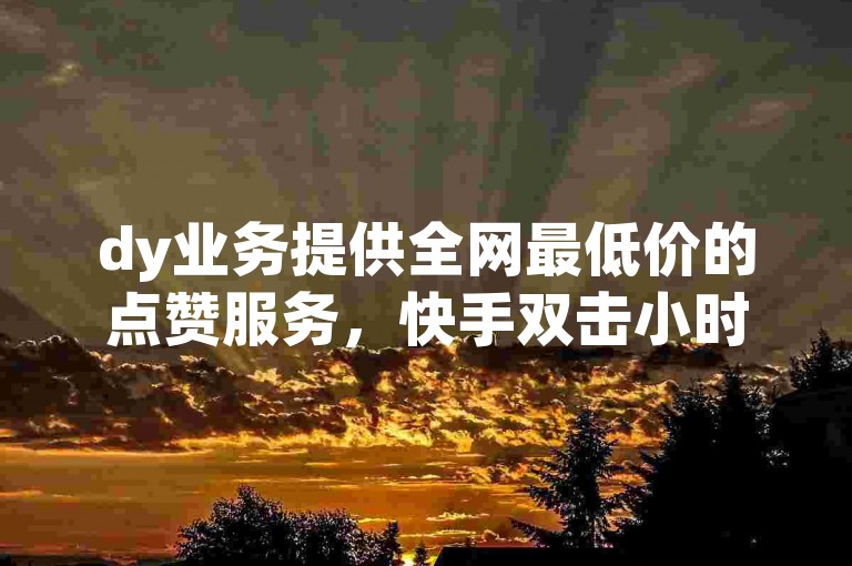 dy业务提供全网最低价的点赞服务，快手双击小时自助下单。