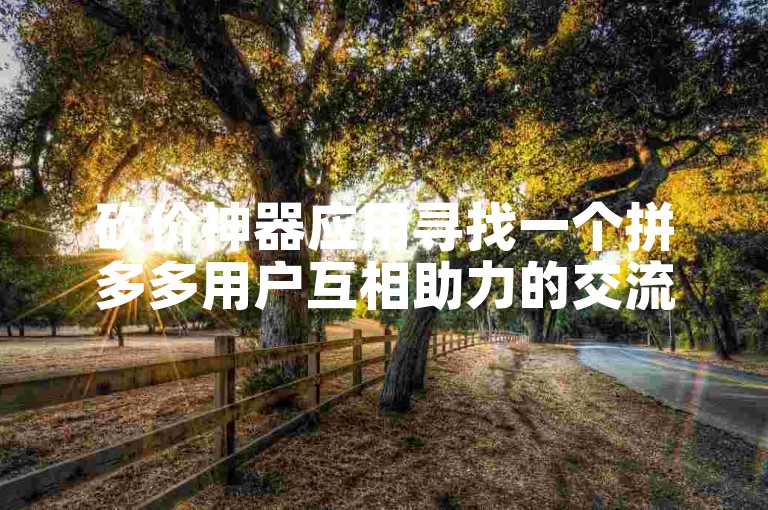砍价神器应用寻找一个拼多多用户互相助力的交流群。