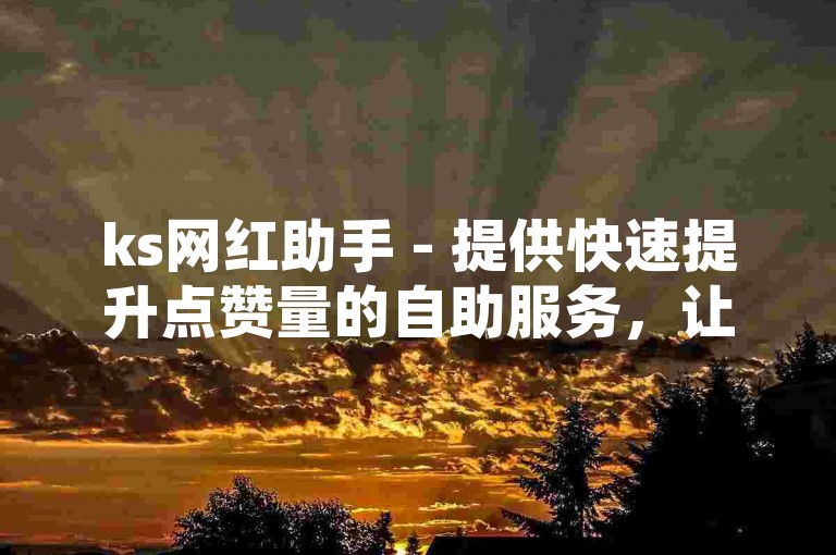 ks网红助手 - 提供快速提升点赞量的自助服务，让影响力飙升。