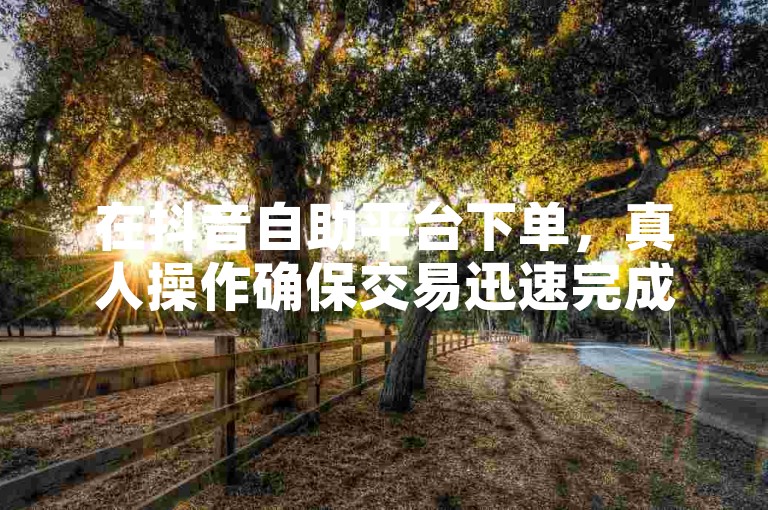 在抖音自助平台下单，真人操作确保交易迅速完成。