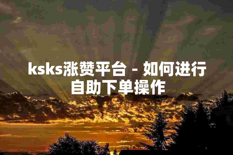 ksks涨赞平台 - 如何进行自助下单操作