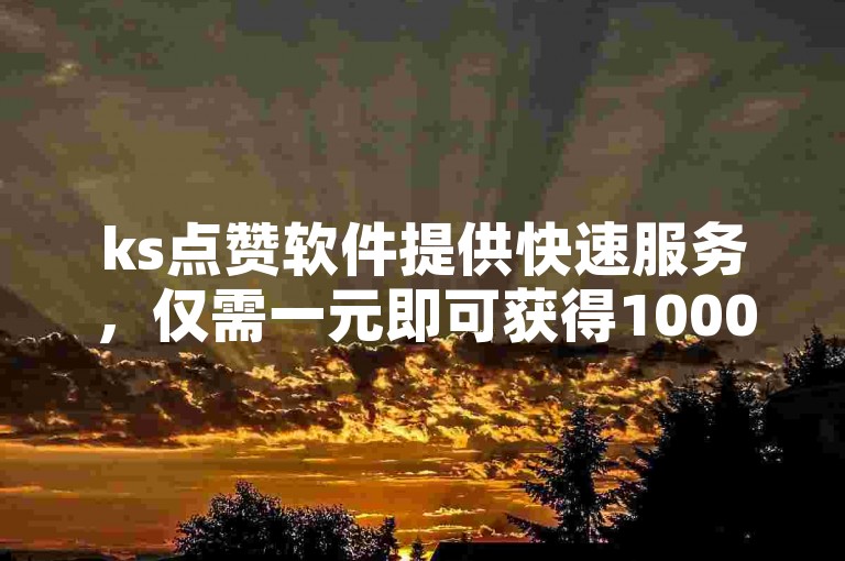 ks点赞软件提供快速服务，仅需一元即可获得1000个赞，支持全网最低价自助下单。