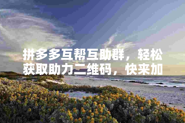 拼多多互帮互助群，轻松获取助力二维码，快来加入我们吧！