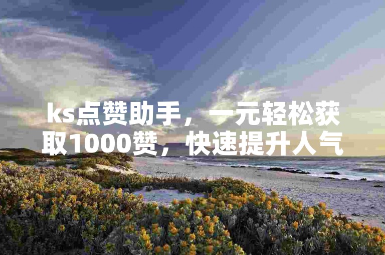 ks点赞助手，一元轻松获取1000赞，快速提升人气。
