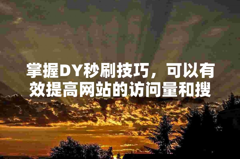 掌握DY秒刷技巧，可以有效提高网站的访问量和搜索引擎排名。