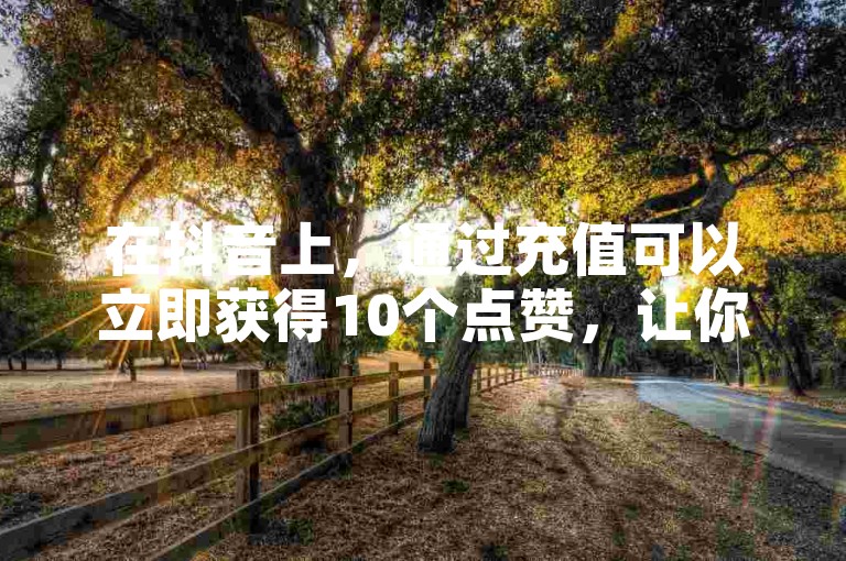 在抖音上，通过充值可以立即获得10个点赞，让你的内容迅速获得关注。