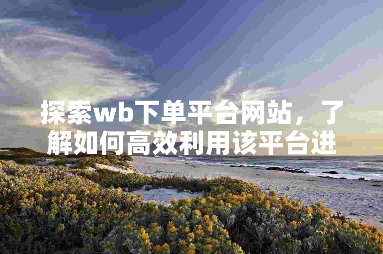 探索wb下单平台网站，了解如何高效利用该平台进行订单处理及其带来的诸多益处！