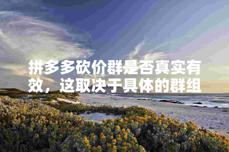 拼多多砍价群是否真实有效，这取决于具体的群组和平台。一些正规的拼多多助力平台确实可以提供砍价服务，但也有一些不法分子利用砍价群进行诈骗活动。因此，在加入任何砍价群之前，请务必谨慎核实其真实性和安全性。