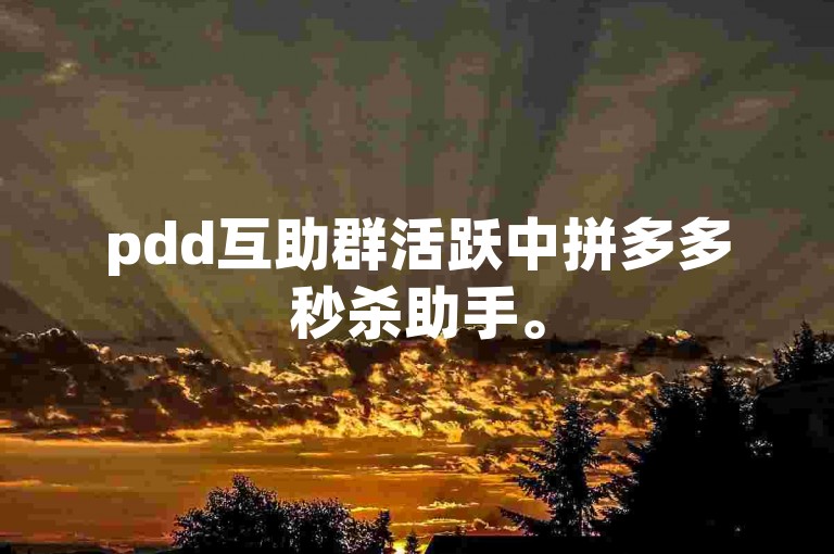 pdd互助群活跃中拼多多秒杀助手。