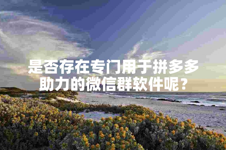 是否存在专门用于拼多多助力的微信群软件呢？