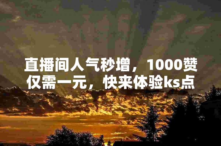 直播间人气秒增，1000赞仅需一元，快来体验ks点赞软件的便捷服务吧！