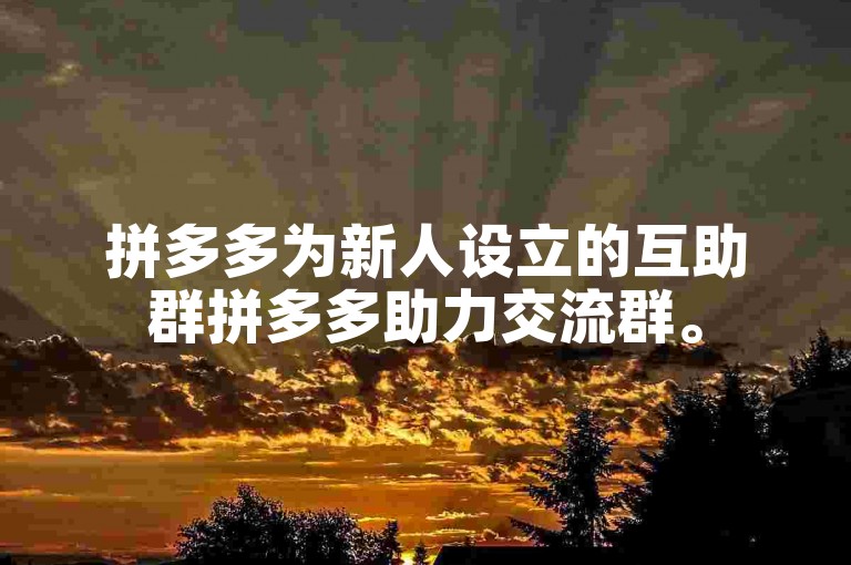 拼多多为新人设立的互助群拼多多助力交流群。