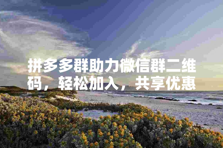 拼多多群助力微信群二维码，轻松加入，共享优惠。