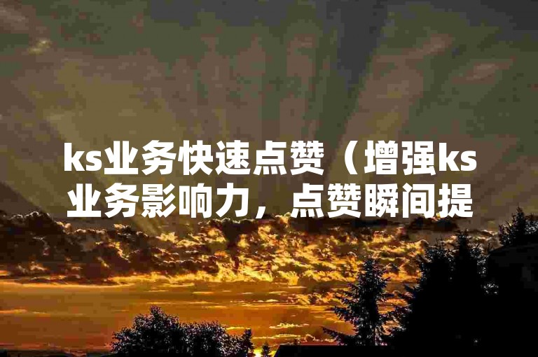ks业务快速点赞（增强ks业务影响力，点赞瞬间提升热度）