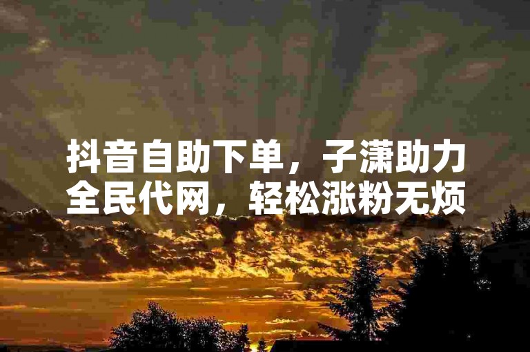 抖音自助下单，子潇助力全民代网，轻松涨粉无烦恼。