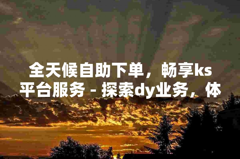 全天候自助下单，畅享ks平台服务 - 探索dy业务，体验全网最惠价格。