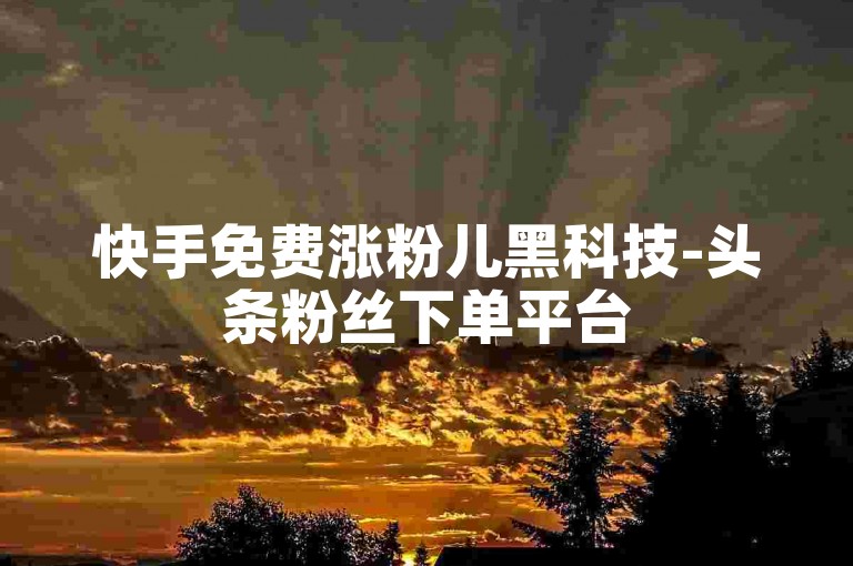 快手免费涨粉儿黑科技-头条粉丝下单平台