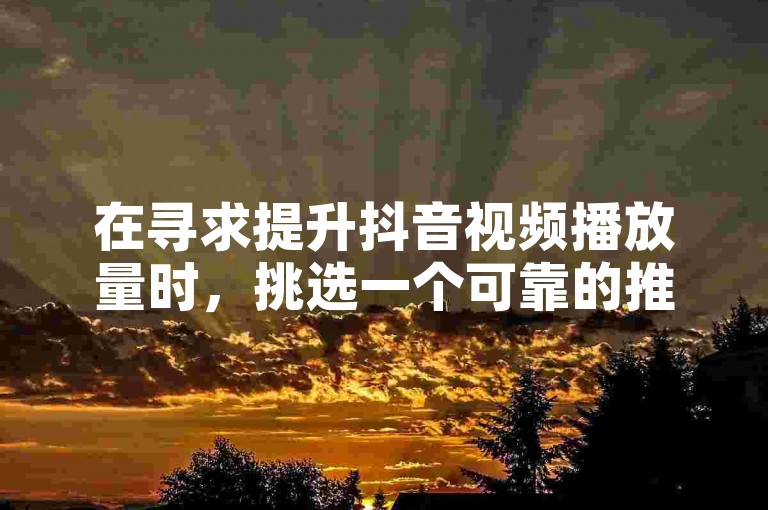 在寻求提升抖音视频播放量时，挑选一个可靠的推广平台至关重要。