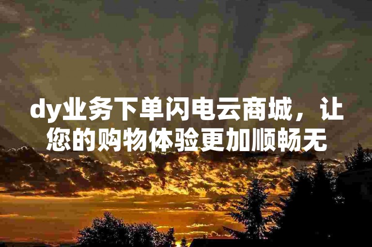 dy业务下单闪电云商城，让您的购物体验更加顺畅无忧。