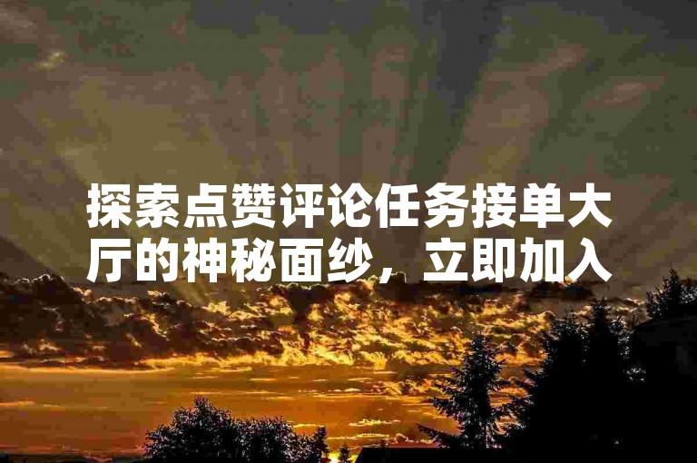 探索点赞评论任务接单大厅的神秘面纱，立即加入，领取你的专属点赞评论任务，成为2024年的高手！