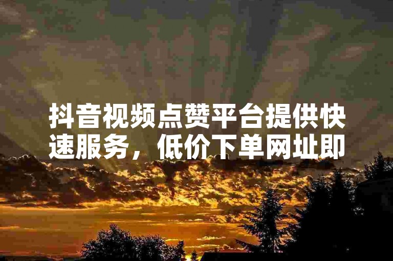 抖音视频点赞平台提供快速服务，低价下单网址即时响应。