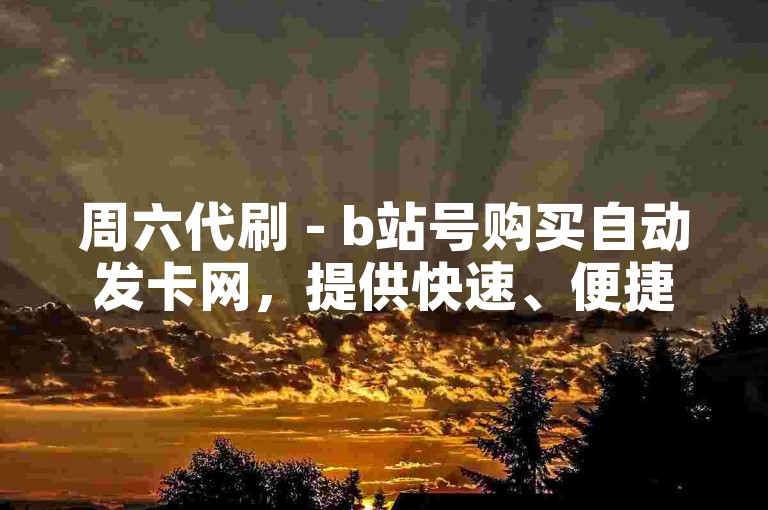 周六代刷 - b站号购买自动发卡网，提供快速、便捷的B站账号交易服务，让您轻松拥有心仪账号。