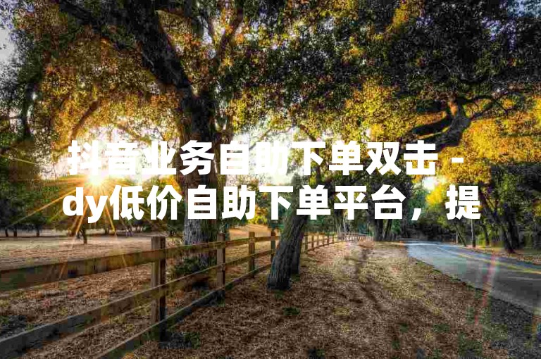 抖音业务自助下单双击 - dy低价自助下单平台，提供便捷的服务体验。