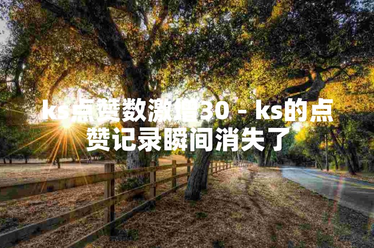 ks点赞数激增30 - ks的点赞记录瞬间消失了