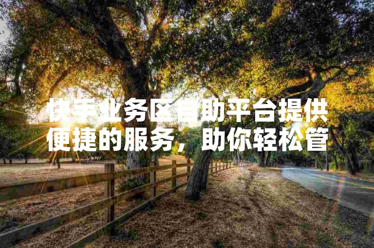 快手业务区自助平台提供便捷的服务，助你轻松管理快手账号。