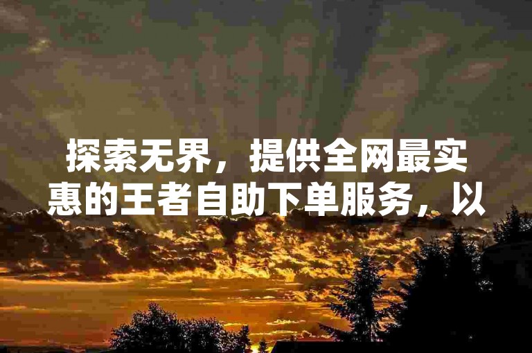 探索无界，提供全网最实惠的王者自助下单服务，以及闲鱼业务和dy点赞下单自助平台的低价选择。