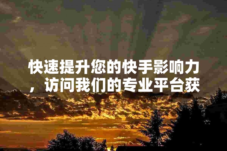 快速提升您的快手影响力，访问我们的专业平台获取更多粉丝支持。
