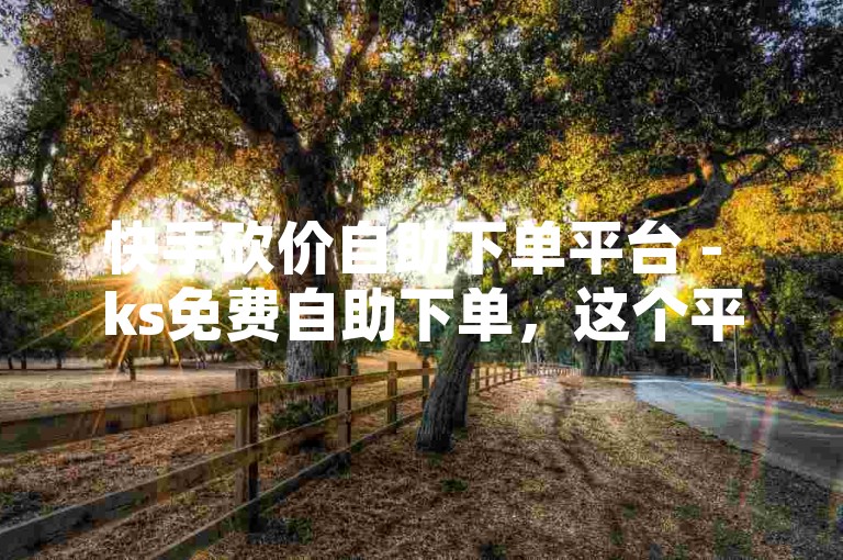 快手砍价自助下单平台 - ks免费自助下单，这个平台提供了便捷的服务，让用户能够轻松地在快手上进行砍价并自助下单。
