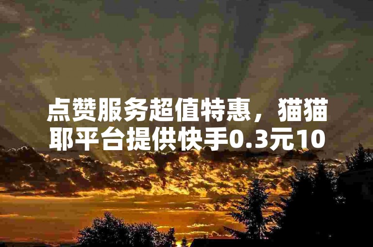 点赞服务超值特惠，猫猫耶平台提供快手0.3元10000赞，快来体验低价高赞的惊喜吧！