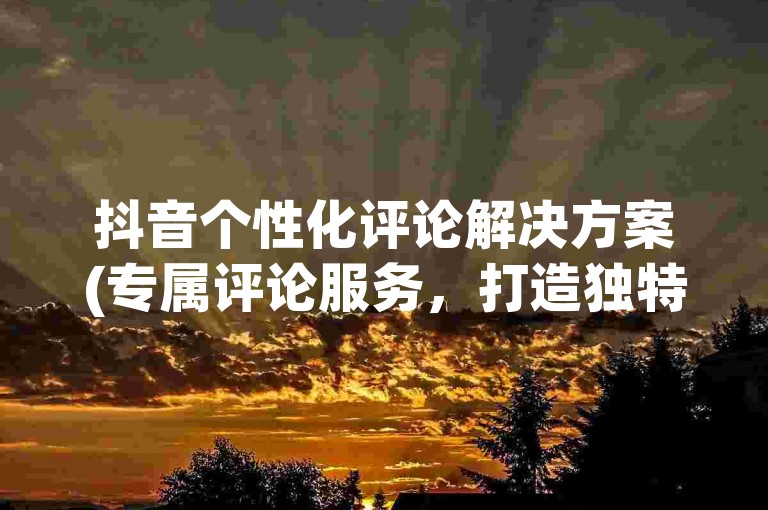 抖音个性化评论解决方案(专属评论服务，打造独特的抖音评论区)