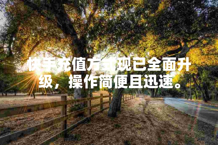 快手充值方式现已全面升级，操作简便且迅速。